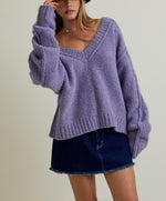 Madeline Fuzzy V-Neck Sweater