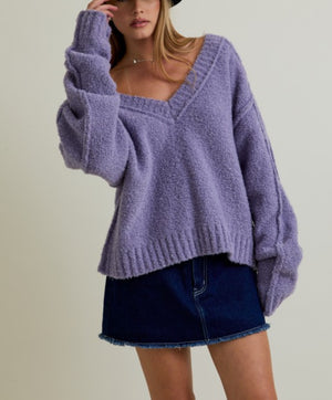 Madeline Fuzzy V-Neck Sweater
