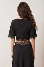 Black Lace Trim Cape Top