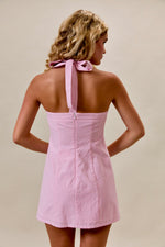 Pink Gingham Halter Mini Dress