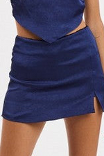 Navy Satin Lace Trim Two-Piece Set sold separately
