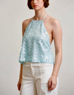 Sky Blue Sequin Halter Top