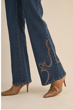 Western Embroidered Flared Denim Jeans