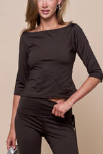 Chocolate Brown Two-Piece Set
Top and Capri Pants Sold Separately