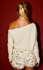 Champagne Sparkle Off-Shoulder Sweater ✨