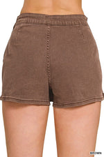 Brown Washed Denim Wrap Skort