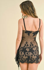 Paris black lace mini dress
