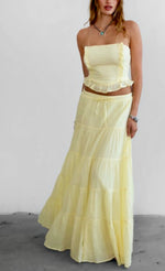 Butter Yellow Skirt Set – Ruffle Top & Tiered Maxi Skirt (Sold Separately)