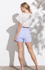 Tamara Tie-Front Flutter Sleeve Crop Top and skirt