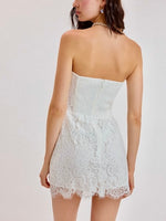 Black Lace Strapless Mini Dress black-red white