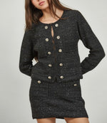 Cábala black shimmer two piece knit jacket and skirt set_ sold separately