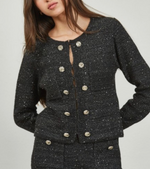 Cábala black shimmer two piece knit jacket and skirt set_ sold separately