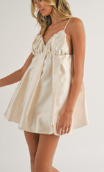 Milan Satin Bubble Mini Dress- vanilla