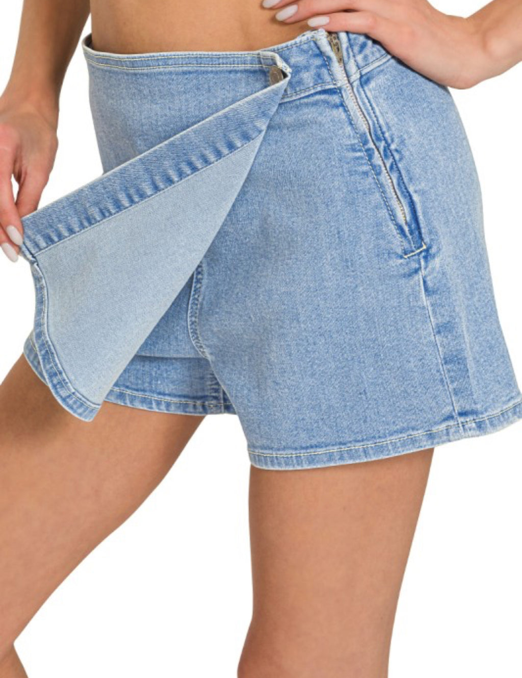 Camila Crossover Denim Skort- blue