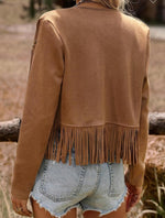 Western Fringe Suede Jacket – Tan