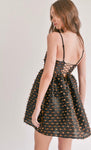 Sally Textured Black & Gold Lace-Up Mini Dress
