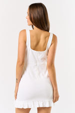 Flirt Factor Ruffle Hem Mini Dress – White
