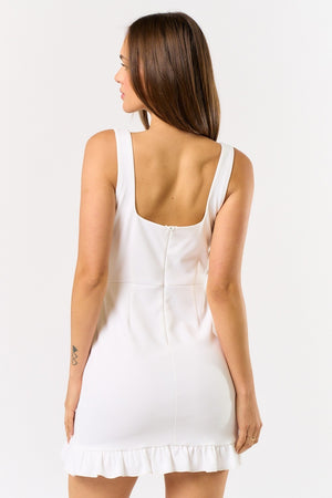 Flirt Factor Ruffle Hem Mini Dress – White
