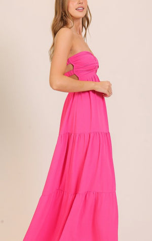 Hot pink strapless maxi summer dress Bittano Hot pink strapless maxi summer dress Bittano