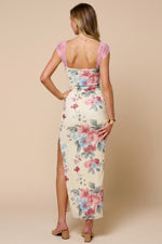Mesh Floral Lace Trim maxi Dress