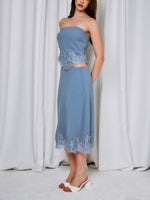 Dusty Blue Lace Trim Two-Piece Set
Top and Midi Skirt Sold Separately