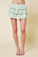 Ruffle Mini Skirt Sage - Ivory