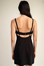 London Rhinestone Trim Bustier Mini Dress-black