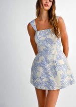 Blue Floral Mini Dress with Built-In Shorts