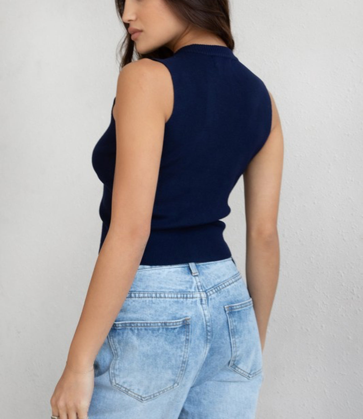 ✨ Tory V-Neck Ribbed Knit Tank top- navy