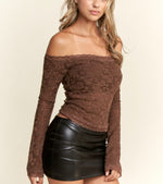 Cocoa Lace Off-Shoulder Top 🤎