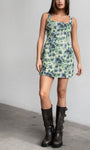 Vintage Bloom Tapestry Corset Mini Dress