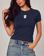 Navy Blue Puppy Graphic Baby Tee