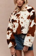 🐄 1️⃣ Cow Print Cropped Jacket