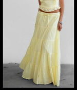 Butter Yellow Skirt Set – Ruffle Top & Tiered Maxi Skirt (Sold Separately)