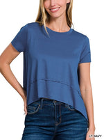 High-Low Raw Edge Short Sleeve Tee