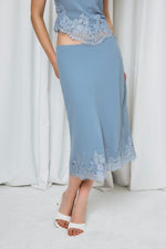 Dusty Blue Lace Trim Two-Piece Set
Top and Midi Skirt Sold Separately