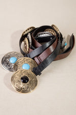Western Concho vegan Leather Ring belt