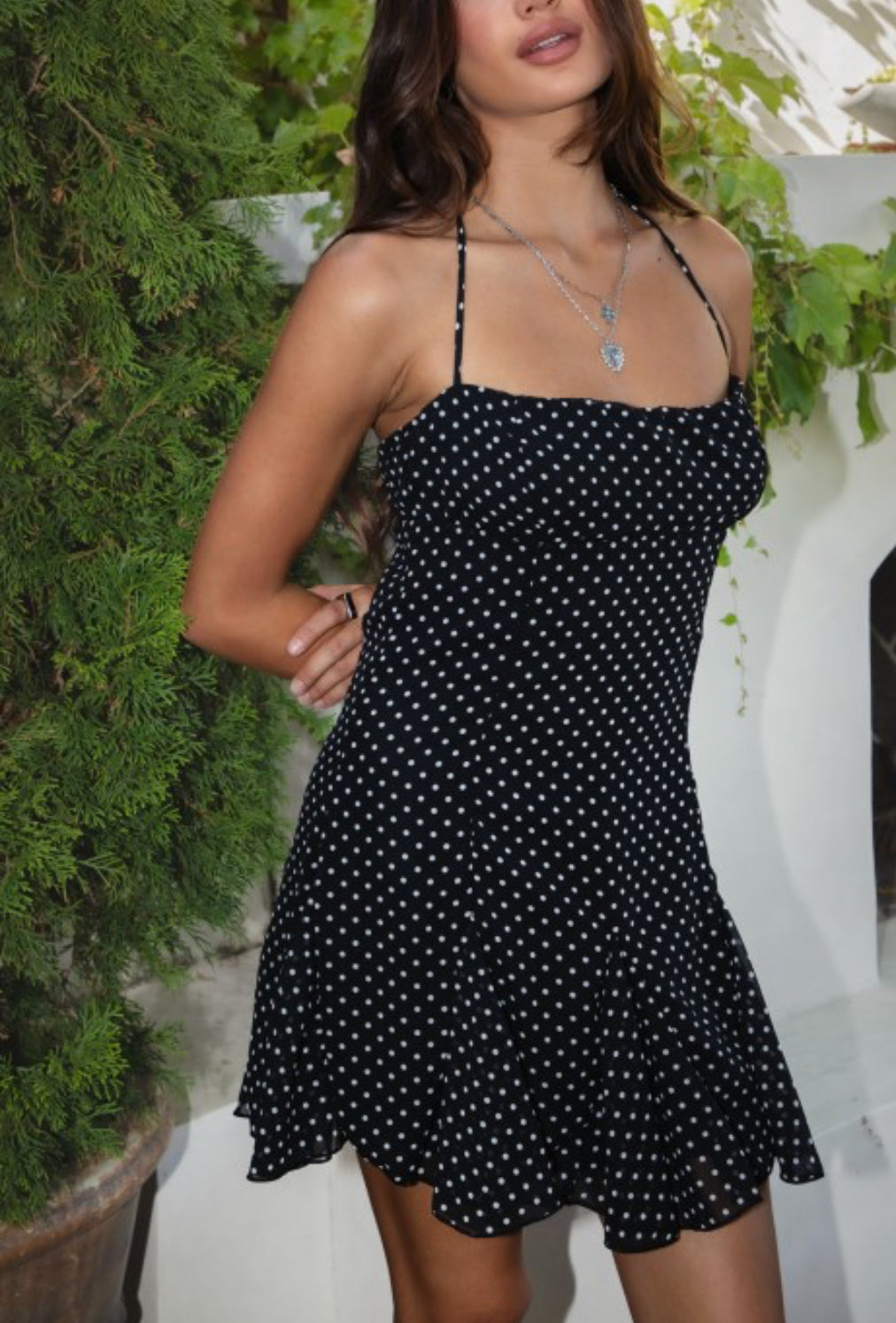 Polka Dot Charm Halter Mini Dress 🖤✨