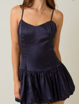 Hannah Navy Bubble Hem Mini Dress