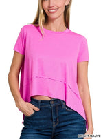 High-Low Raw Edge Short Sleeve Tee