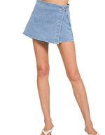 Camila Crossover Denim Skort- blue
