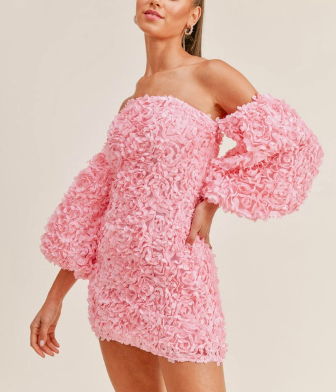 Blush Bloom Textured Mini Dress 🌸