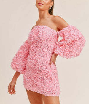 Blush Bloom Textured Mini Dress 🌸