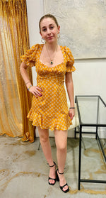 Daisy ruffled hem mini dress- orange