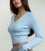 Blue baby cable knit sweater- sky blue