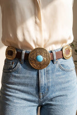 Western Concho vegan Leather Ring belt