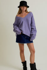 Madeline Fuzzy V-Neck Sweater