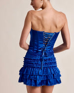 Royal Blue Satin Corset Mini Dress