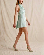 Seafoam Satin Halter Mini Dress