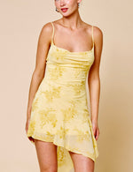 Yellow Floral Asymmetrical Mini Dress